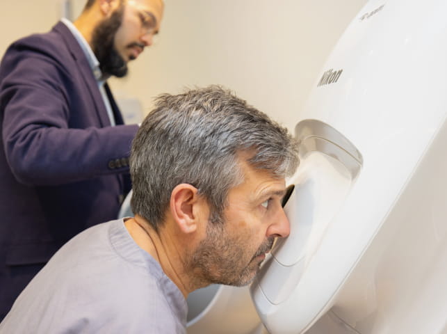 Eye examination of patient