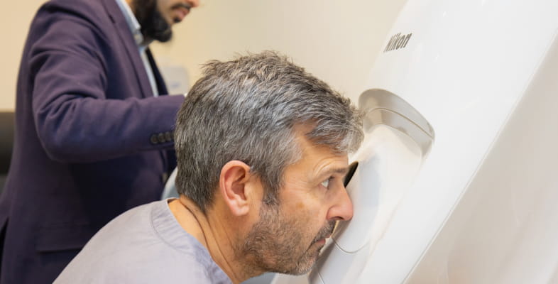Eye examination of patient